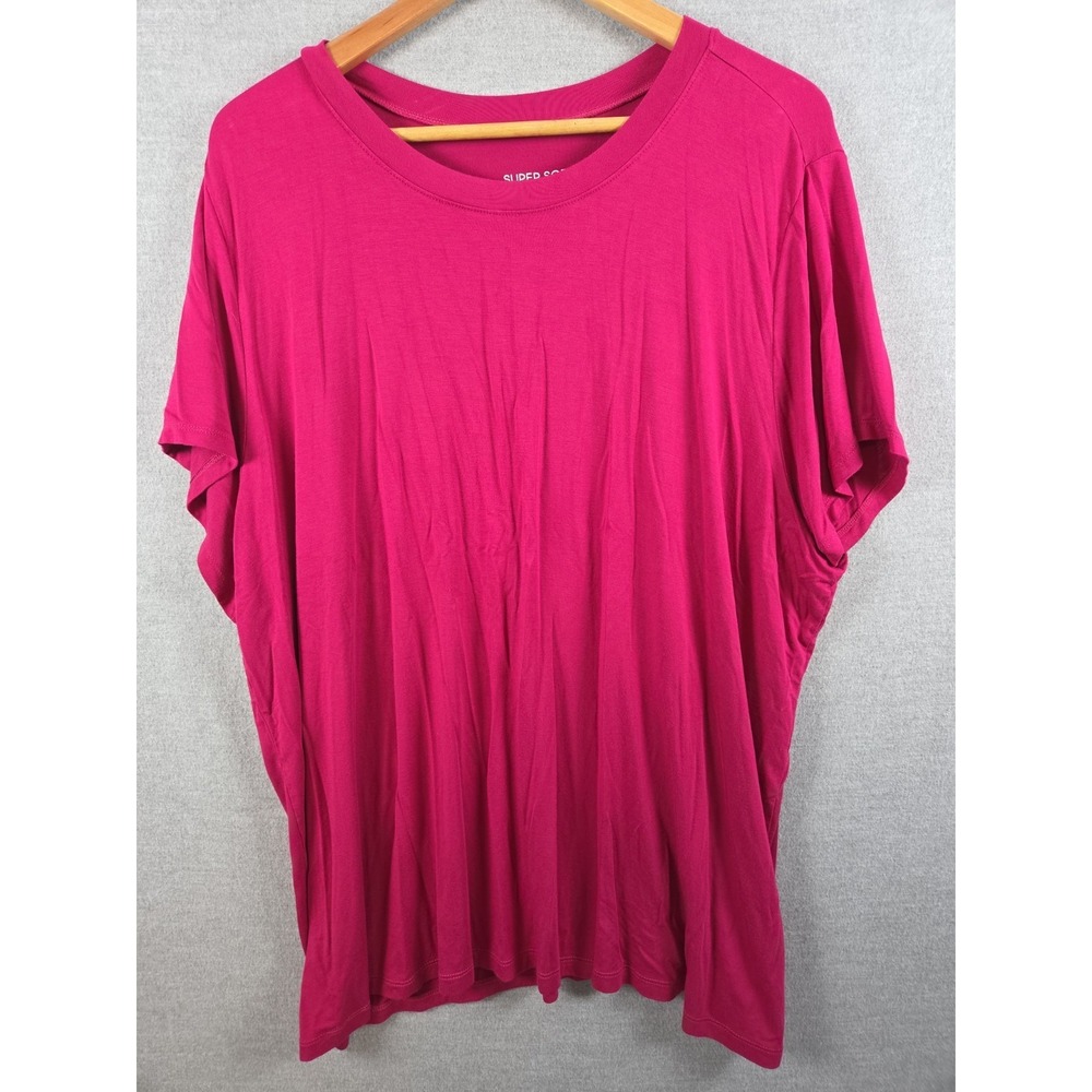 Torrid Super Soft Jersey Knit T Shirt 4X Hot Pink Scoop Neck Flowy Relaxed